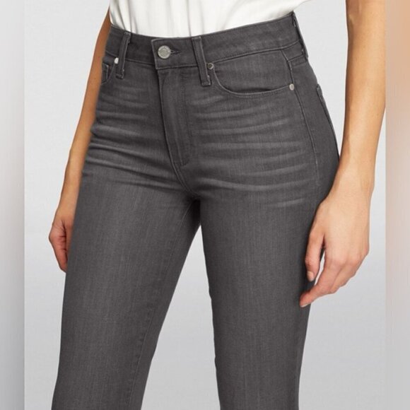NWT PAIGE ultra high rise Hoxton Ankle Raw Hem Smokey Charcoal Black denim w 24 - Picture 5 of 10